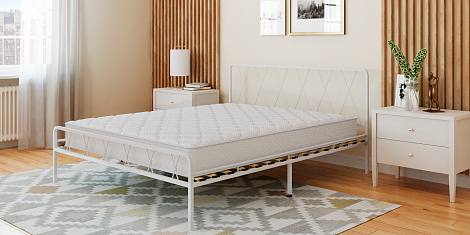 Комплект кровать Briana (Бриана) белый шагрень + матрас Line new Mode. Слайд №2